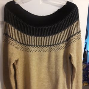 Women's black & gold shimmery sweater.